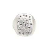 Box Ring in Silver with Grey Diamonds