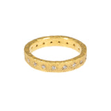 Eternity Diamond Band with Sand Texture and White Diamonds in 22k Gold