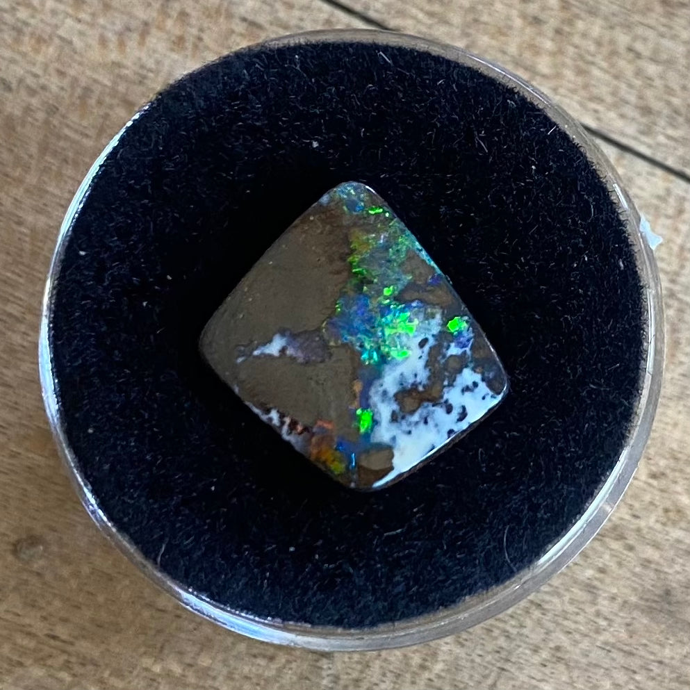 Opal Ring in Sand-Textured 18k Palladium White Gold