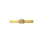 Oval Rosecut Diamond Stacking Ring in Sand-Textured 18k Yellow Gold
