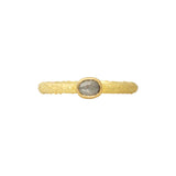 Oval Rosecut Diamond Stacking Ring in Sand-Textured 18k Yellow Gold