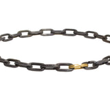 Heavy Chain Necklace in Grey Steel and 18k Yellow Gold