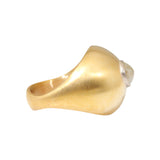 Domu Ring in Yellow Bronze with Grey Rosecut Diamond in 18k Palladium White Gold