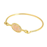 Needle Eye Cuff in 18k Gold with Oval Opal