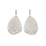 Topography Texture Silver Post Dangle Earrings with Grey Sapphires
