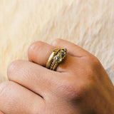 Diamond Cluster Ring with Antique Round Diamond in 14k Yellow Gold