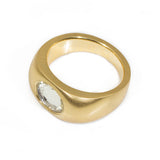 Oval Rosecut Sapphire Ring in Wide Band in 18k Yellow Gold