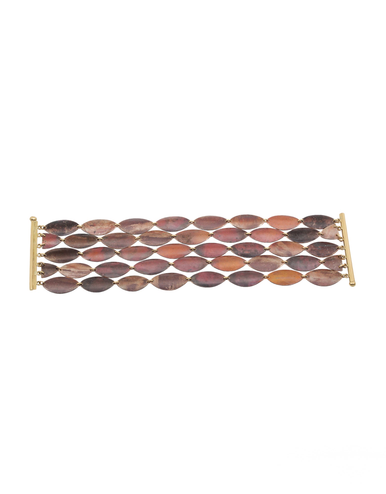Leaf Bracelet in Shibuichi and 18k Gold with Diamond