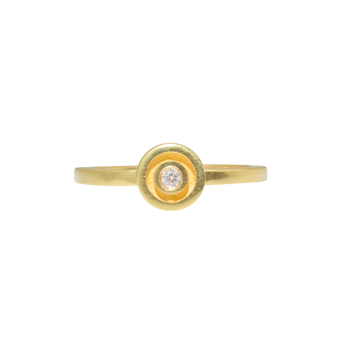 Stacking Circle Rings in 18k Yellow Gold with White Diamond
