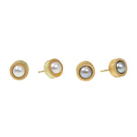 Grey Pearl Post Earrings with Sand Texture in 18k Yellow Gold