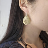 Large Multi Hole Earrings in Golden Bronze with Silver Earwires