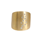 Flat Cuba Ring in Bronze with 10 White  Sapphires