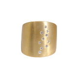 Flat Cuba Ring in Bronze with 10 White  Sapphires