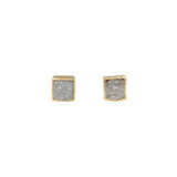 Raw Diamond Cube Post Earrings in 18k Yellow Gold