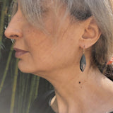 Flat Faceted Earrings in Oxidized Silver - Plain or with White Sapphires