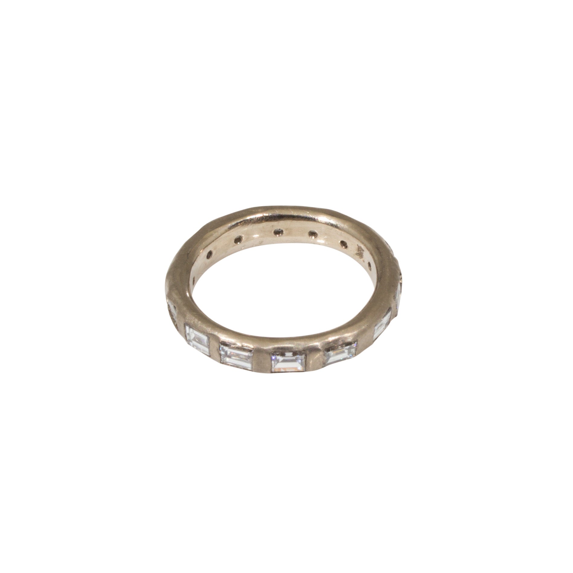 Custom Organic Eternity Baguette Diamond Band in 18k Palladium White Gold