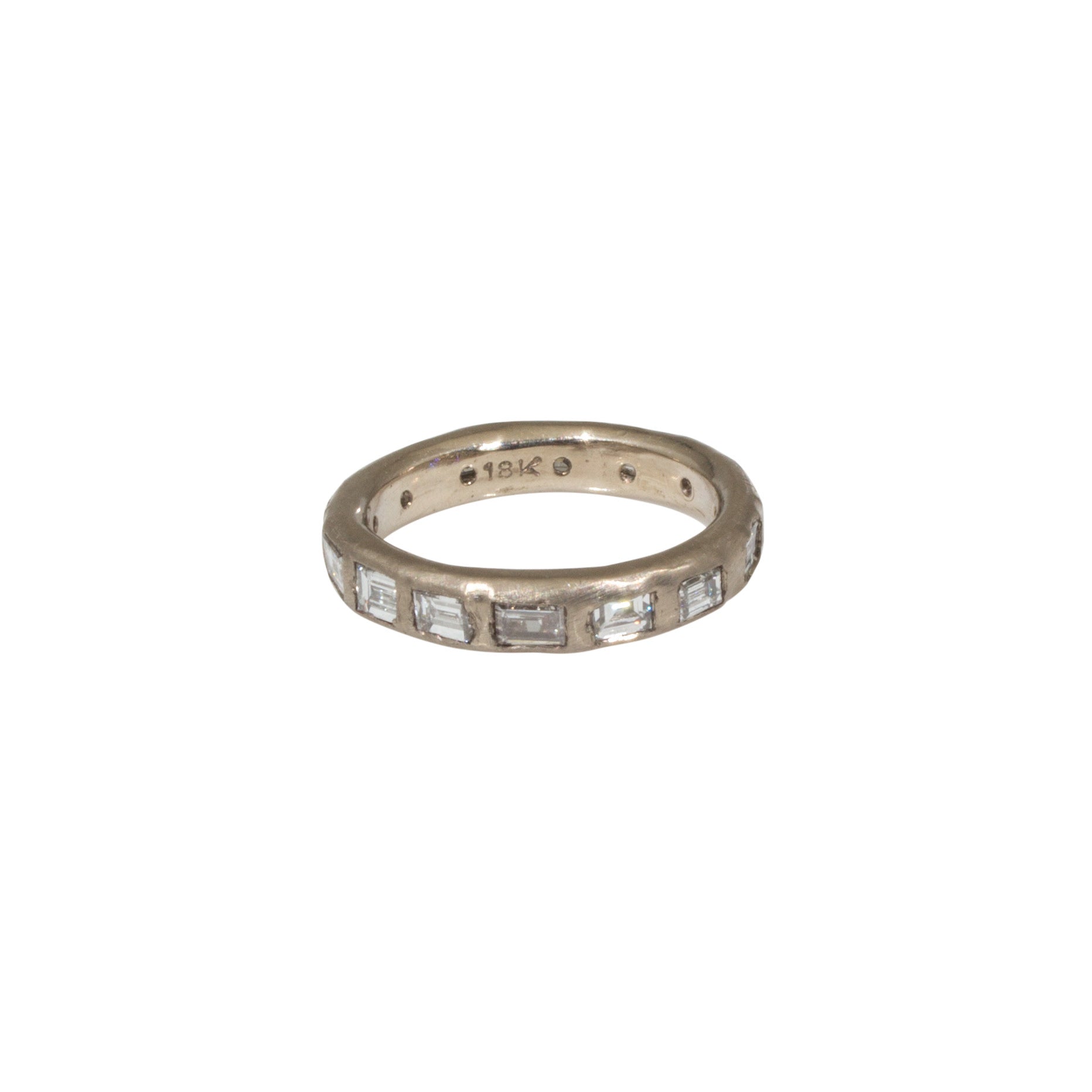 Custom Organic Eternity Baguette Diamond Band in 18k Palladium White Gold