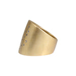 Flat Cuba Ring in Bronze with 10 White  Sapphires