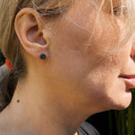 Topography Post Earrings in Oxidized Silver