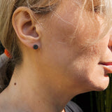 Topography Post Earrings in Oxidized Silver