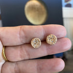 Medium Topography Post Earrings with White Diamonds in 14k
