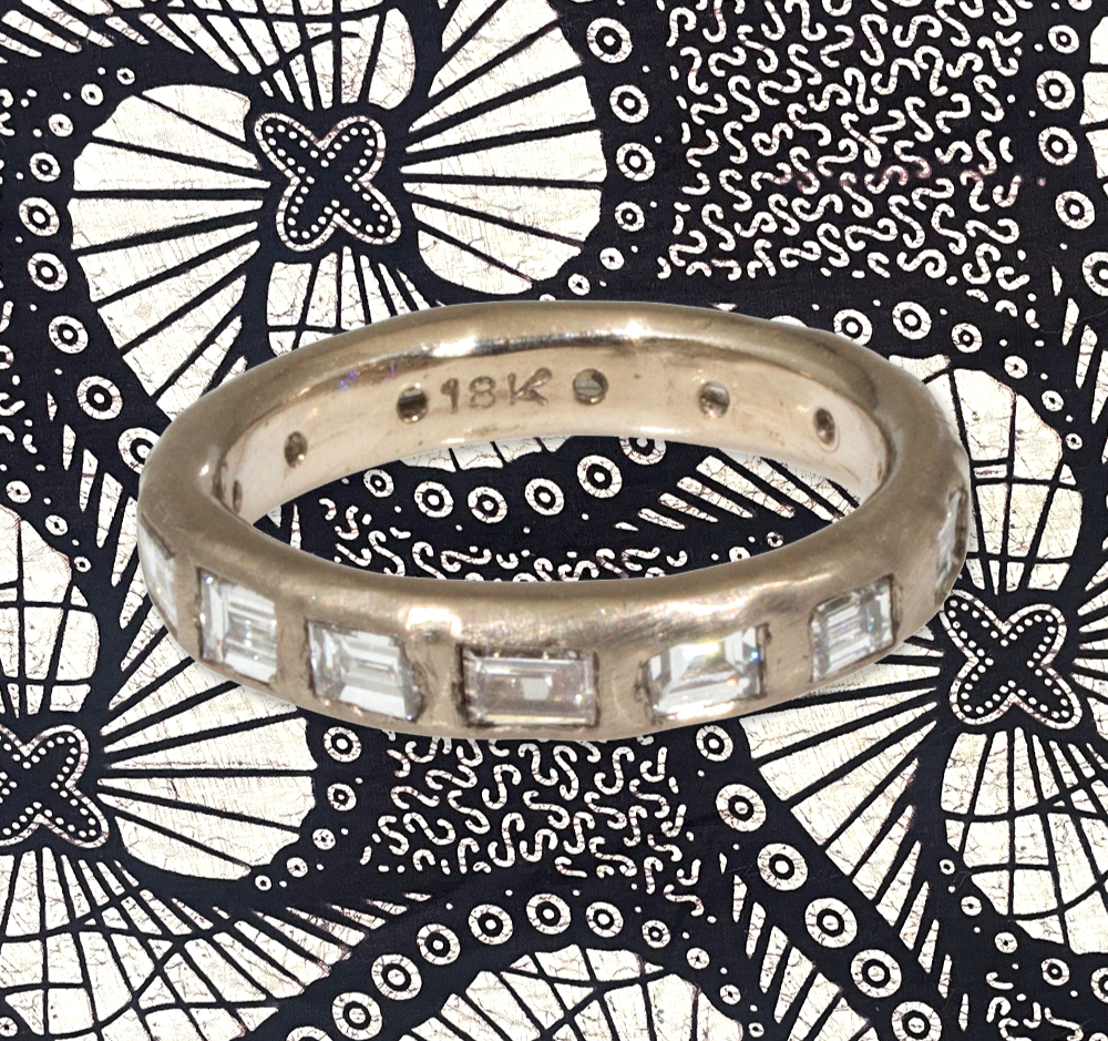 Custom Organic Eternity Baguette Diamond Band in 18k Palladium White Gold