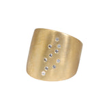 Flat Cuba Ring in Bronze with 10 White  Sapphires