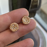 Medium Topography Post Earrings with White Diamonds in 14k