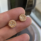 Medium Topography Post Earrings with White Diamonds in 14k