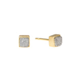 Raw Diamond Cube Post Earrings in 18k Yellow Gold