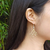 Aki Coral Branch Earrings in Bronze and Silver with Cognac Diamonds