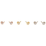 Angled Tube & White Diamond Post Earrings in 18k Yellow Gold
