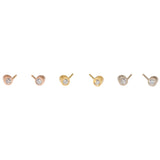 Angled Tube & White Diamond Post Earrings in 18k Yellow Gold