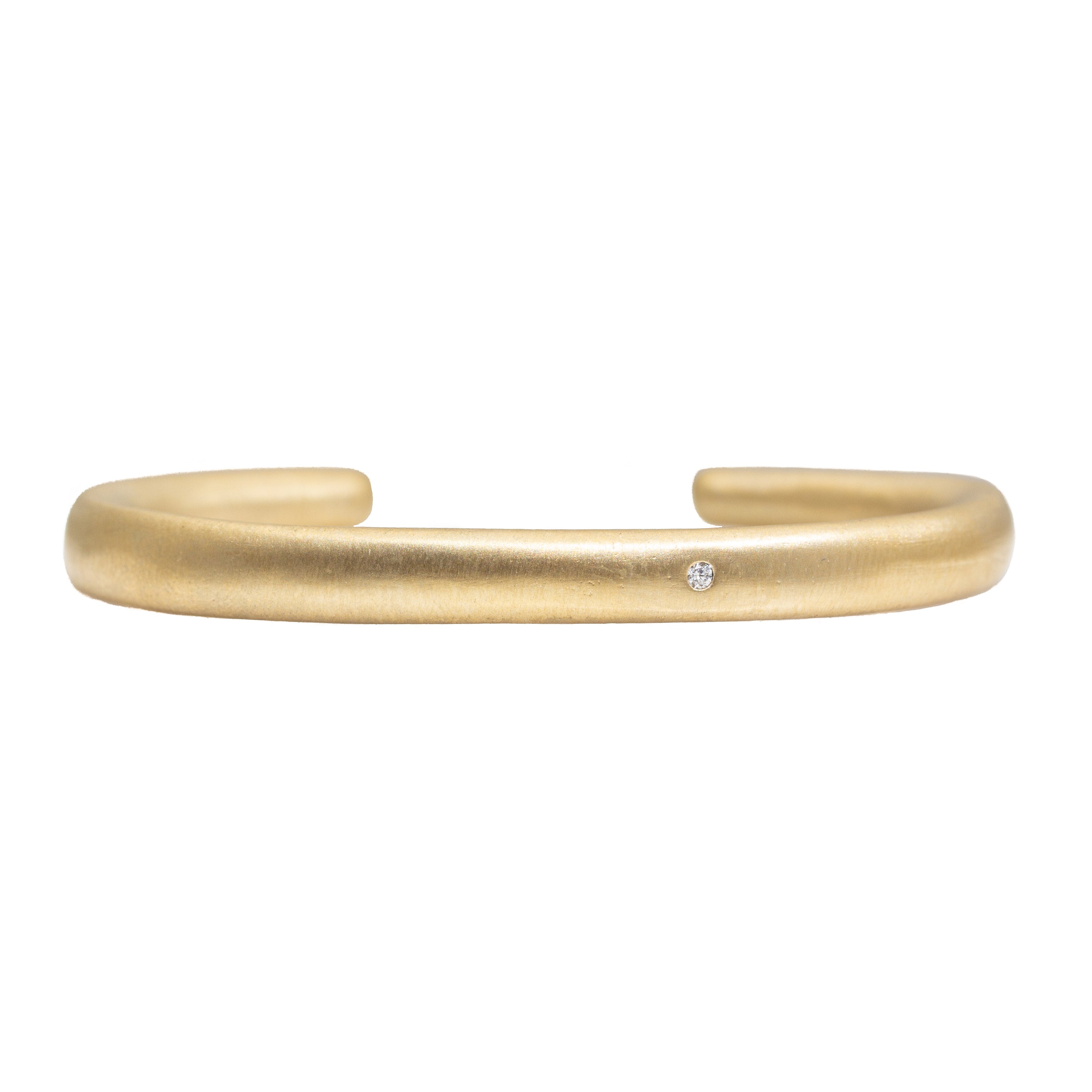 Plain Cuff in Golden Bronze with One White Diamond