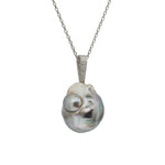 Tahitian Baroque Pearl Pendant with Sand-Textured Platinum