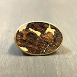 Oval Signet Ring in Silver & 22k Gold with Lacy Rust
