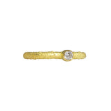 Brilliant Diamond Stacking Ring in Sand-Textured 18k Yellow Gold