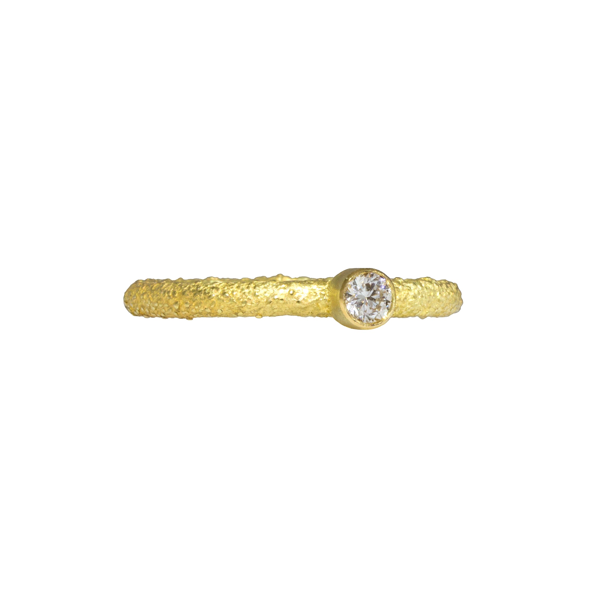 Brilliant Diamond Stacking Ring in Sand-Textured 18k Yellow Gold