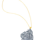 Koraru Large Silver Pendant with White Diamonds on 18k Yellow Gold Bail and Chain