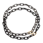 Heavy Chain Necklace in Grey Steel and 18k Yellow Gold