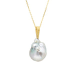 Tahitian Baroque Pearl Pendant with Sand-Textured 18k Yellow Gold