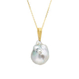 Tahitian Baroque Pearl Pendant with Sand-Textured 18k Yellow Gold
