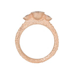 Three-Stone Engagement Ring with Lab-Grown Diamonds in Sand-Textured 14k Rose Gold