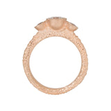 Three-Stone Engagement Ring with Lab-Grown Diamonds in Sand-Textured 14k Rose Gold