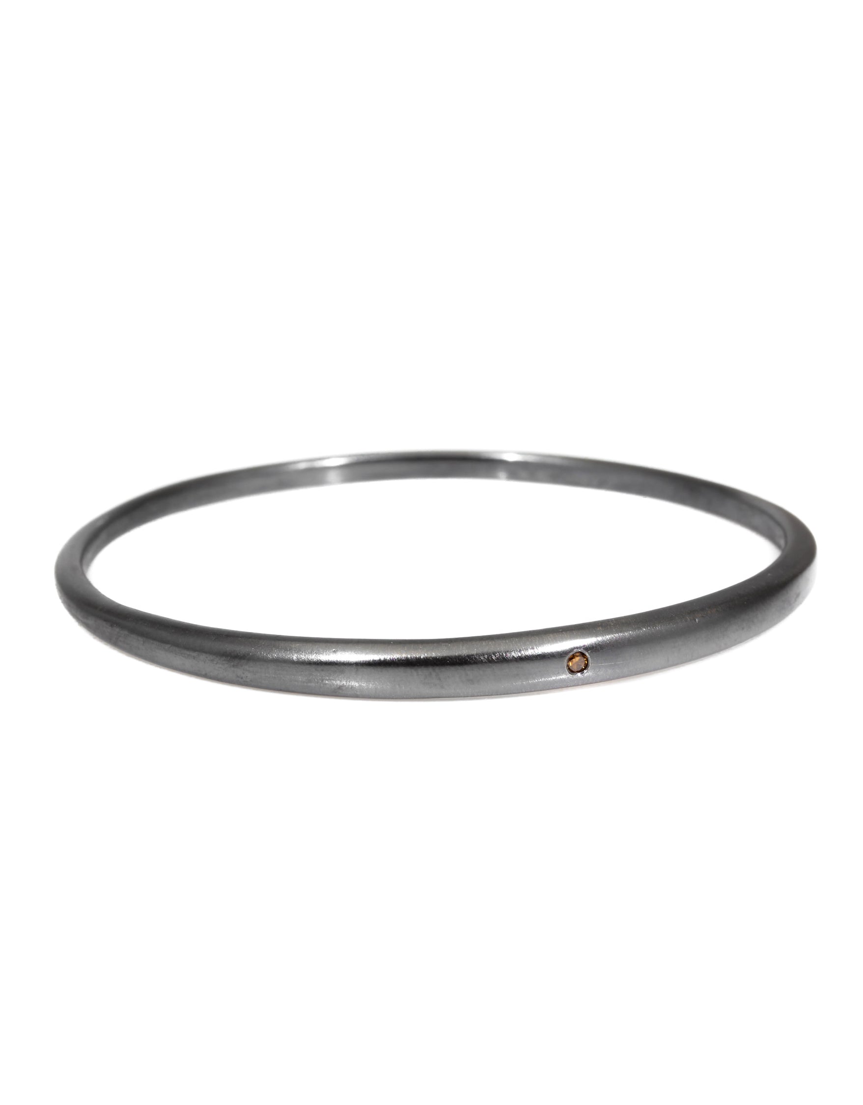 Tapered Bangle with 1.8mm Autumn Diamond in Oxidized Silver S