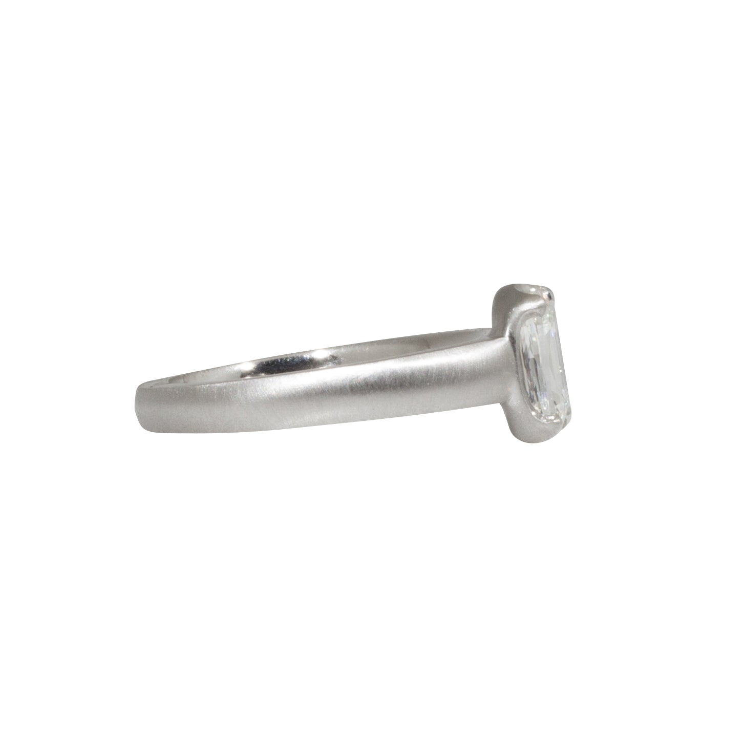 Scooped Prong Set Antique Cut Cushion Diamond in Platinum