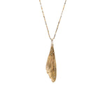 Dragonfly Wing Pendant in Bronze and Silver with White Diamonds