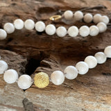 Lace Agate  Necklace with Sand-Textured 18k Beads
