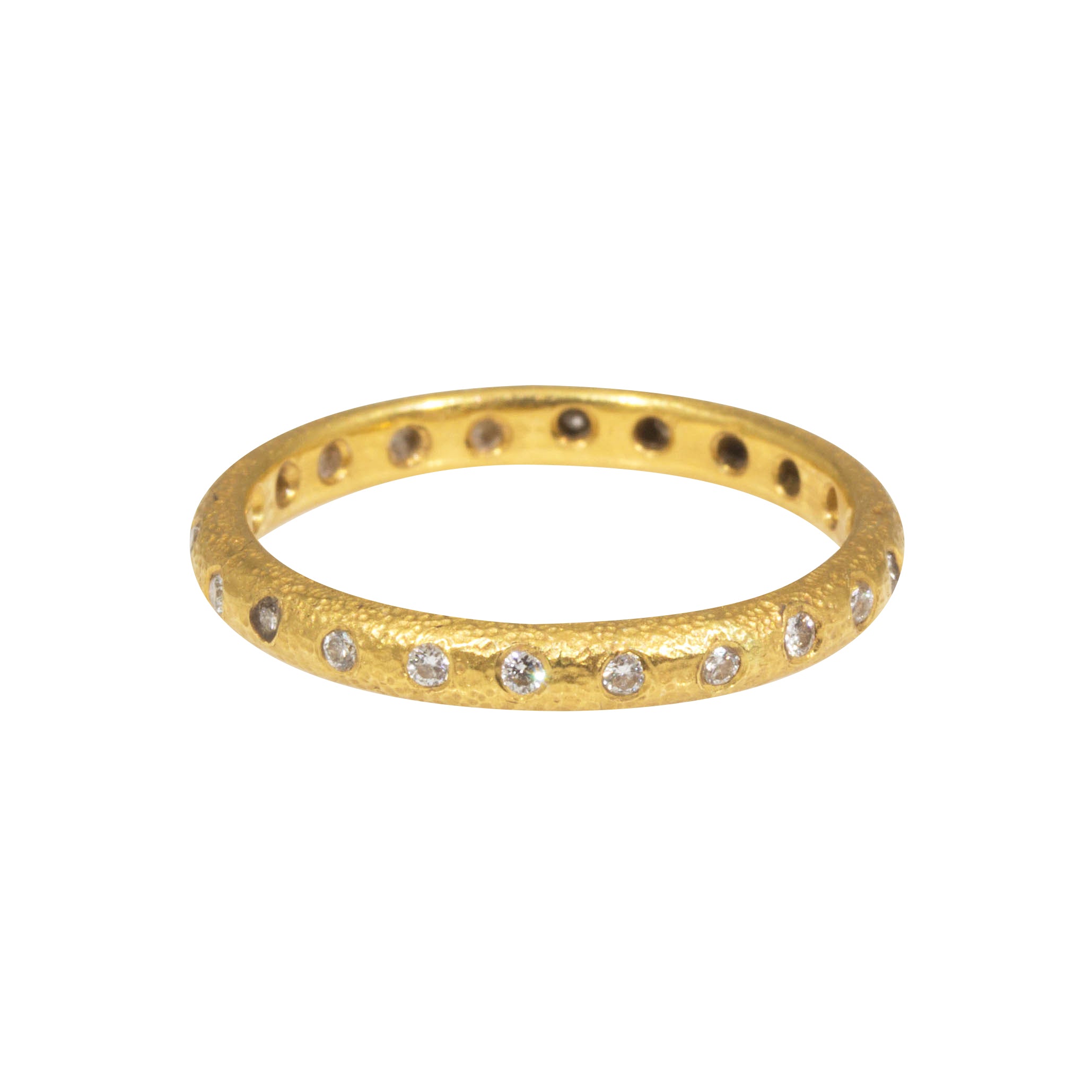 Eternity Diamond Band with Sand Texture in 22k Gold