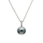 Tahitian Colorblock Pearl Pendant with Sand-Textured Platinum
